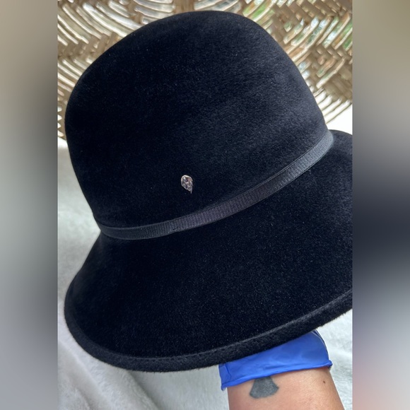 Helen kaminski Australia black 100% rabbit fur felt hat size medium - Picture 2 of 5